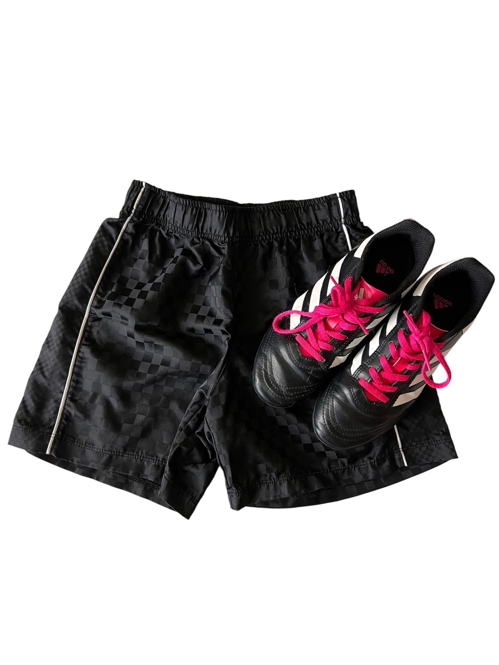 adidas Black Soccer Cleats with Pink Laces